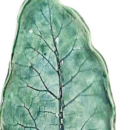 Тарелка ручной работы Чашки и поцелуи «Лист», полуфарфор, 21 см, фото 3.