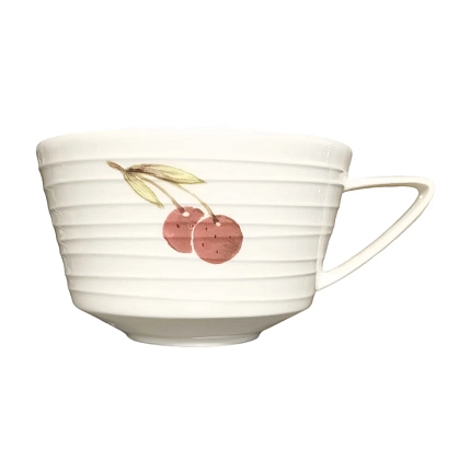 Чашка для чая ручной работы Мадам де Тюль с фигуркой внутри Лисята в вишневом саду, белая, фарфор, 250 мл, фото 2.