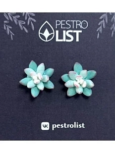 Серёжки-гвоздики суккуленты, полимерная глина, мятные