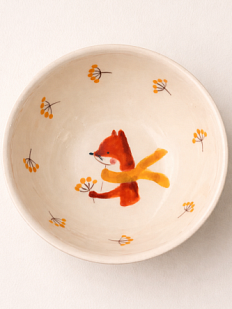 Тарелка глубокая ручной работы Ким керамика Лисёнок, белая, фарфор, 12 см