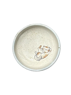 Пиала ручной работы Керемет «Трехцветный котик», голубая, керамика, 9 см