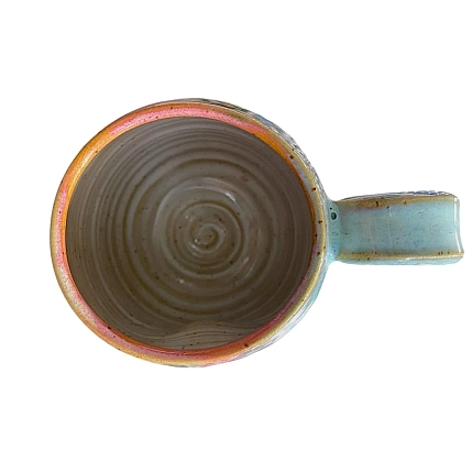 Кружка ручной работы «Зелёные переливы», керамика, 400 мл, фото 3.