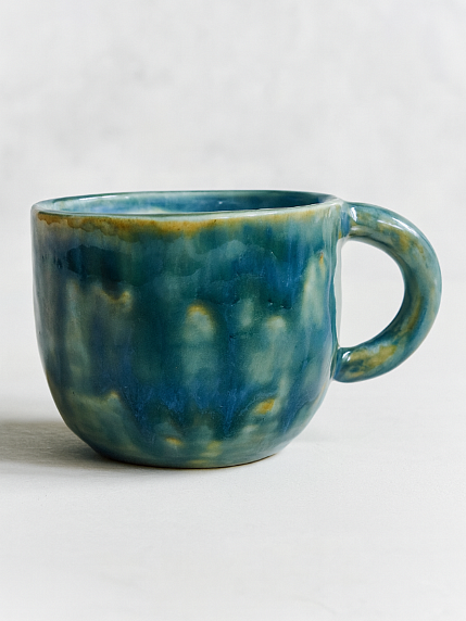 Кружка ручной работы с фигуркой внутри Тюлень, зелёная, керамика, 400 мл, фото 2.