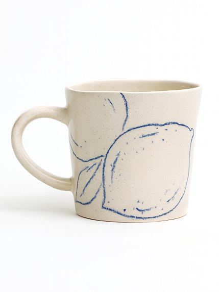 Кружка ручной работы с рисунком «Лимон», полуфарфор, 370 мл, фото 2.