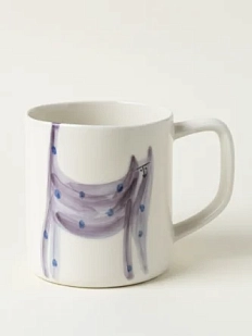 Кружка ручной работы Донышко-горлышко «Кот Краш Фиолетовый», белая, керамика, 400