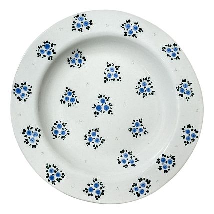 Тарелка ручной работы с синими розочками, керамика, 19 см, фото 1.