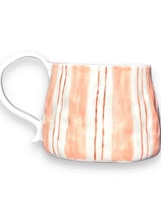 Кружка ручной работы «Полосы», розово-красная, керамика, 450 мл