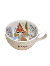 Чашка для чая ручной работы Мадам де Тюль с фигуркой внутри Улитка у домика, фарфор, 250 мл