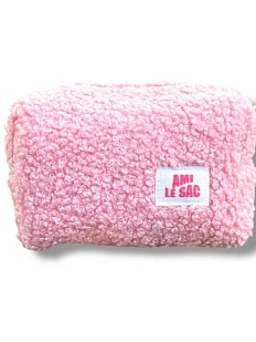 Косметичка ручной работы АМИ (Ami lé sac) «Bebesss», розовая, барашек