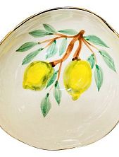 Пиала Верба керамика с золотистым краем ручной работы «Лимоны», керамика, 9 см