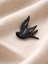 Брошь ручной работы Bulygin «Ласточка», фарфор, чёрно-серебристая, превью фото 3