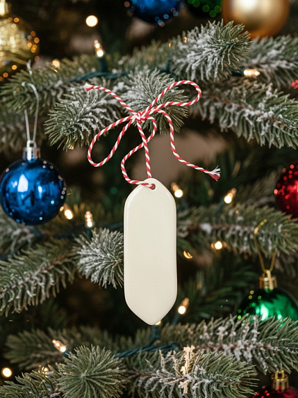 Ёлочная игрушка конфета, белая, белая керамика, фото 2.