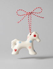 Ёлочная игрушка ручной работы «Лошадка 3д», белая в розово-голубую точку, 8,5 см