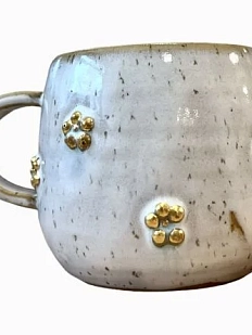 Кружка ручной работы «Золотые цветы», серая, керамика, 350 мл