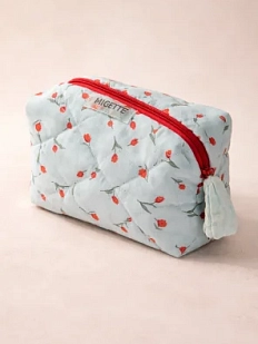 Косметичка ручной работы Мигетт, размер S, голубая с цветами