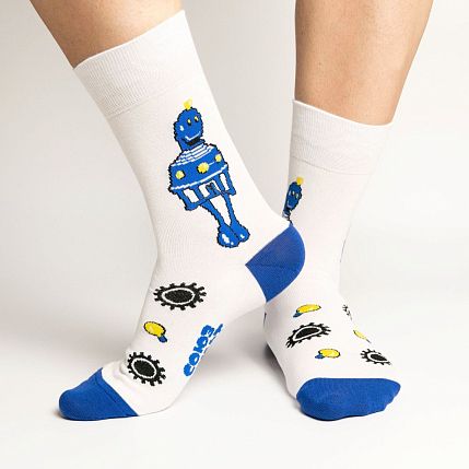 Носки «Робот с планеты Шелезяка», р-р 38-41, белые, фото 1.