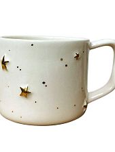 Кружка ручной работы Анна Герман с объёмными золотыми звёздочками, белая, фарфор, 300 мл