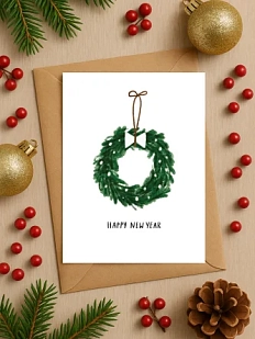 Открытка DARI DARI на Новый год «Рождественский венок», А6