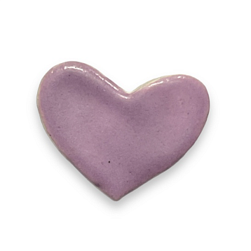 Брошь ручной работы Сердце, сиреневая, керамика, фото 1.