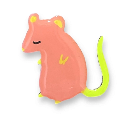 Брошь ручной работы «Мышка», розовая, дерево, фото 1.