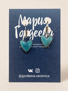 Серьги-конго Мария Гордеева «Сердечки», керамика, мятные