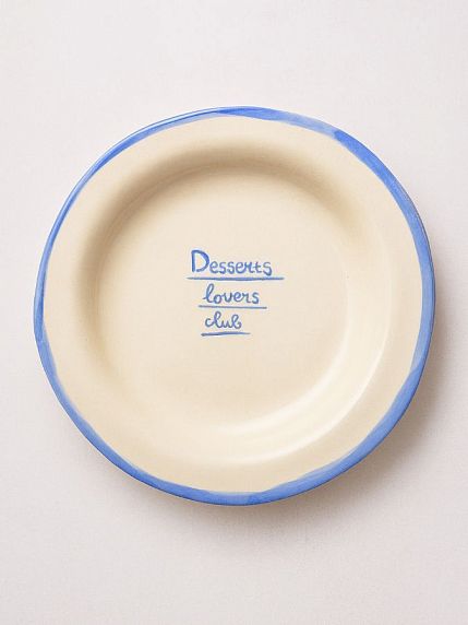 Тарелка ручной работы «Desserts lovers club», керамика, 19 см, фото 1.