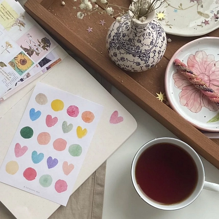 Стикерпак «Акварельные сердечки», А6, фото 4.