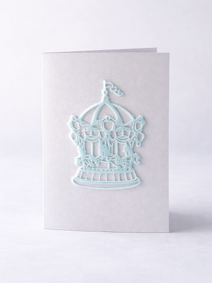 Открывающаяся открытка DARI DARI «Карусель» с фигурным элементом, голубая, фото 1.