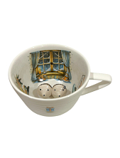 Чашка для чая ручной работы Мадам де Тюль с фигуркой внутри Ёжики с синими цветами, фарфор, 250 мл