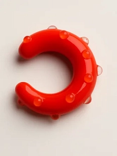 Кафф Лампджой глянцевый, стекло, красный в горошек