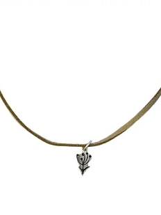 Кулон ручной работы на кожаном ремешке Цветок с шариками, нейзильбер