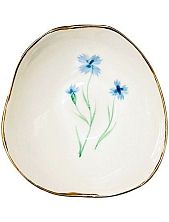 Пиала с золотистым краем ручной работы «Васильки», керамика, 9 см