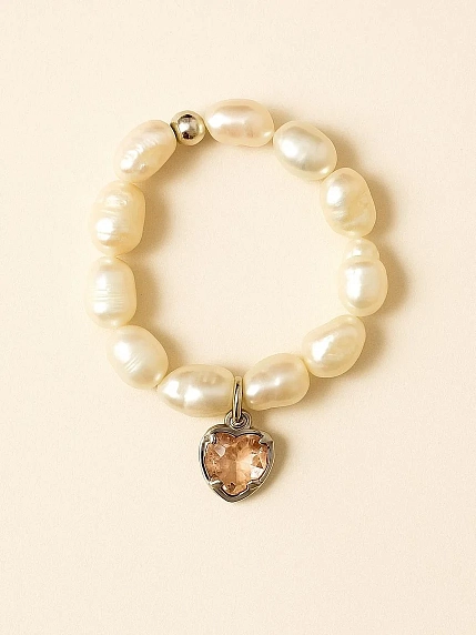 Кольцо из натурального речного жемчуга с подвесом, фото 1.