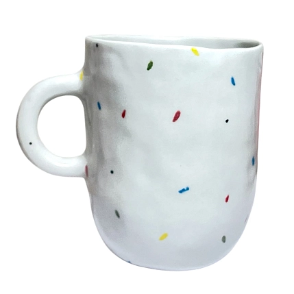 Кружка ручной работы Катя Вебер «Конфетти», белая, полуфарфор, 300 мл, фото 3.