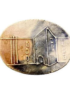 Брошь ручной работы Искусство интроверта «Арка», керамика, синяя