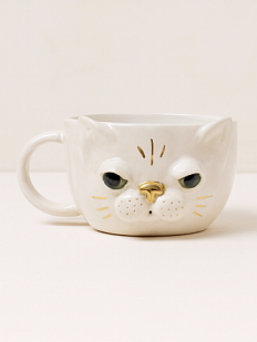 Кружка ручной работы «Кот», белая, керамика, 300 мл