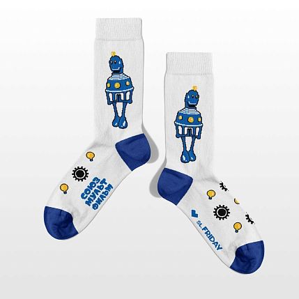 Носки «Робот с планеты Шелезяка», р-р 38-41, белые, фото 2.