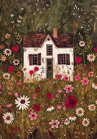 Картхолдер двойной DARI DARI «Домик в цветах», экокожа, фото 1.