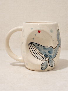 Кружка ручной работы НАДО ЖЕ с росписью «Кит», белая, керамика, 300 мл