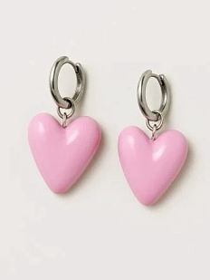 Серьги-конго Радость Рядом Сердечки, полимерная глина, розовые