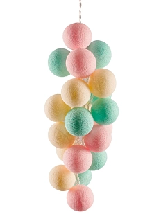 Гирлянда из нитяных шариков желто-розово-голубая