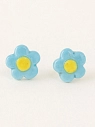 Серёжки-гвоздики Радость Рядом «Цветочки», полимерная глина, голубые, превью фото 1