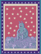 Картхолдер Валя Карнавалова «Заяц под звёздами», розовый, двусторонний, ПВХ