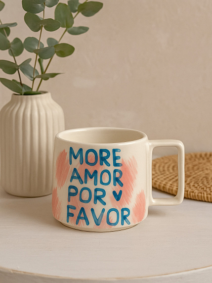 Кружка ручной работы «More amor por favor», керамика, 450 мл, фото 3.