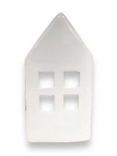 Подсвечник ручной работы в форме домика, белый, керамика