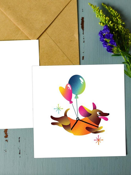 Открытка Кириленко Елизаветы «Такса», квадратная, фото 1.