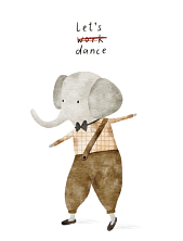 Постер интерьерный со слоником «Let's dance», А3