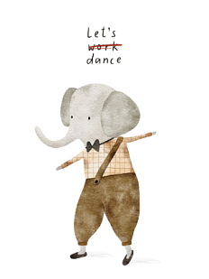 Постер интерьерный со слоником «Let's dance», А3