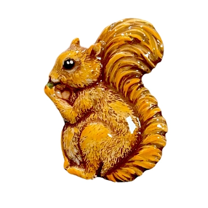 Брошь ручной работы Elizabeth Madar Белочка, коричневая, керамика, фото 1.