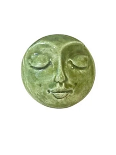 Брошь ручной работы КерамЕлКа «Лицо большое», зеленая, керамика